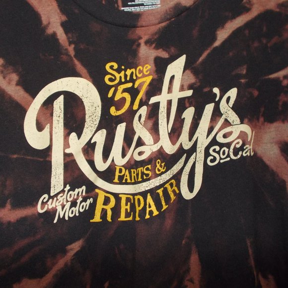 Custom Hand Bleached Distressed Rusty's Parts & Repair Graphic T-Shirt Old Navy - Picture 4 of 6
